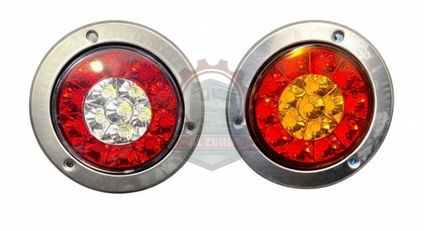 Tail Lamp Round W|Crome Yellow, CLEAR 12/24V